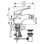 Baterie baie pentru bideu Ferro BBC6 , stativa, finisaj cromat - imagine 2