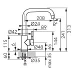 Baterie stativa, Ferro Camiro BCQ4, pentru bucatarie cu pipa inalta, pivotanta, inox/argintiu - imagine 2