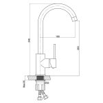 Baterie stativa, Ferro BFR41S, pentru bucatarie, monocomanda, alama, nisip - imagine 2