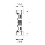 Racord flexibil apa, 3/8"-3/8", 30 cm, PWS911, FI-FI, Ferro - imagine 2