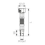 Racord flexibil apa, 1/2", L 80 cm, WBS84, capat scurt, monocomanda, otel inoxidabil, FERRO - imagine 2