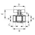 Robinet cu bila, 1/2", filet interior-interior, KFPM1, FERRO - imagine 2