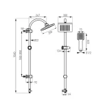 Set dus cu bara, dus fix 200 mm, para mobila, NP22-BL, Ferro - imagine 2