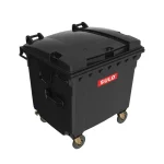 Container pentru deseuri, din HDPE, negru, conform EN 840, SULO, 1.100 L